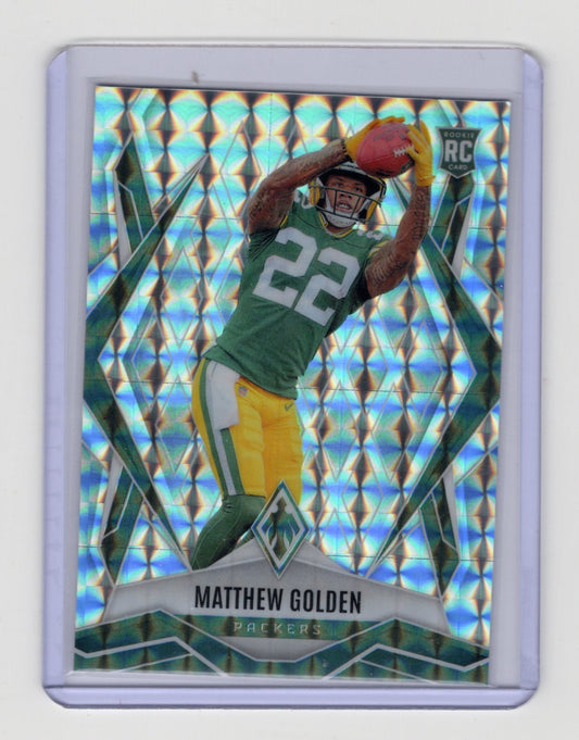 2025 Panini Phoenix Matthew Golden Card Silver Hyper Prizm RC Packers #174