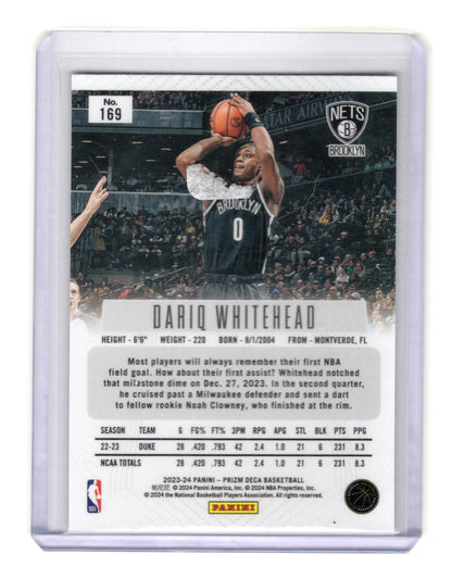 2023-24 Panini Prizm Deca Dariq Whitehead Rookie Card RC #169 Nets