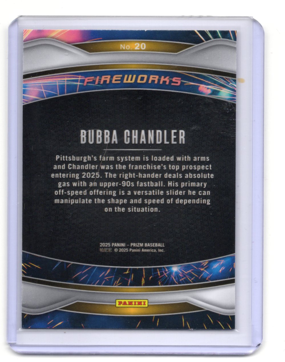 2025 Panini Prizm Bubba Chandler Card Fireworks Pittsburgh Pirates #20