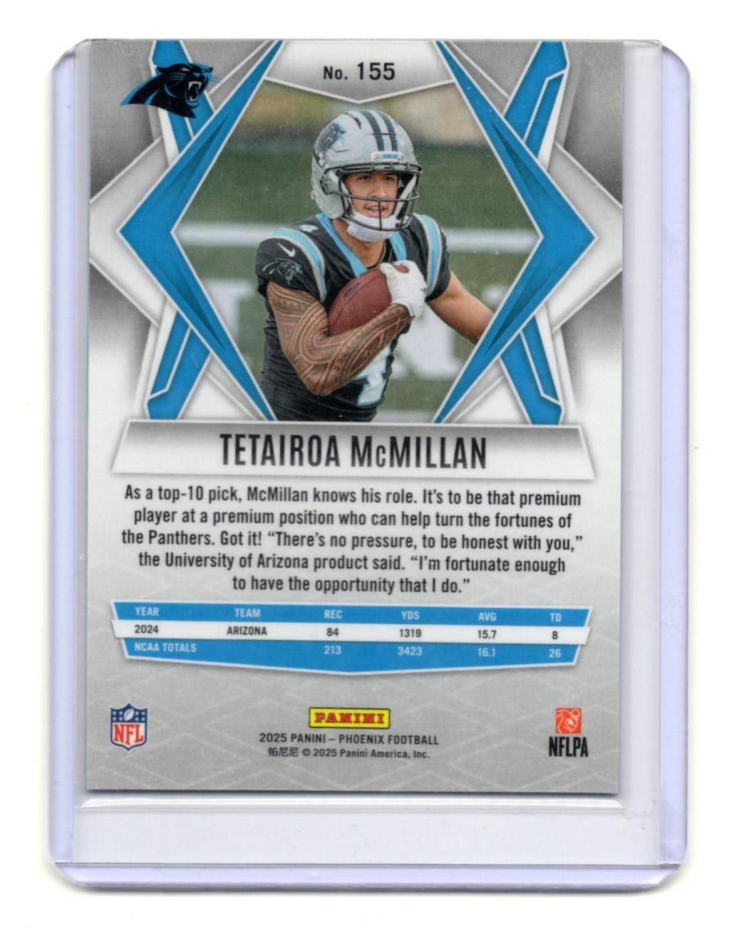2025 Panini Phoenix Tetairoa McMillan Card RC Carolina Panthers #155