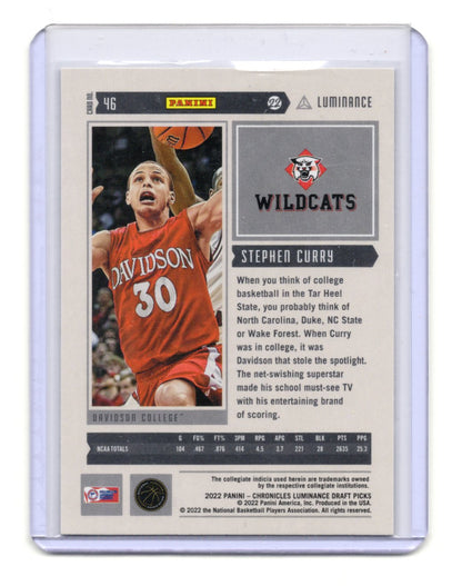 2022 Panini Chronicles Draft Picks Stephen Curry Card Luminance Davidson