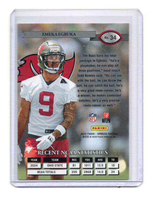 2025 Donruss Emeka Egbuka Card Retro 1995 Tampa Bay Buccaneers #34