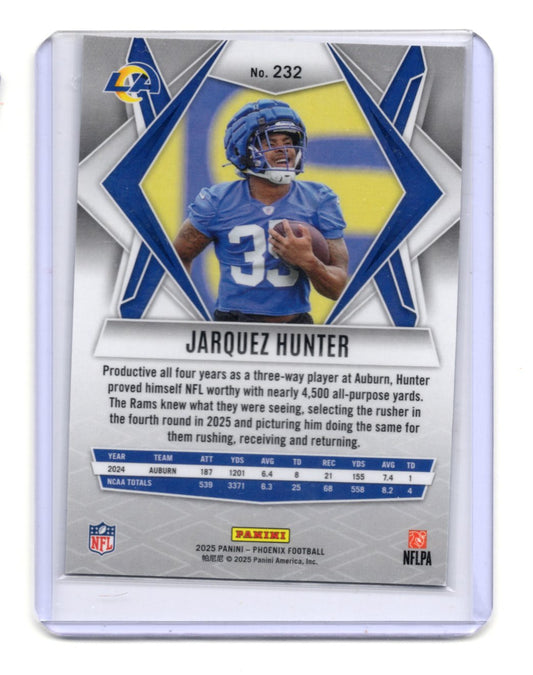 2025 Panini Phoenix Jarquez Hunter Silver Pyramids Prizm RC #232 Rookie Rams