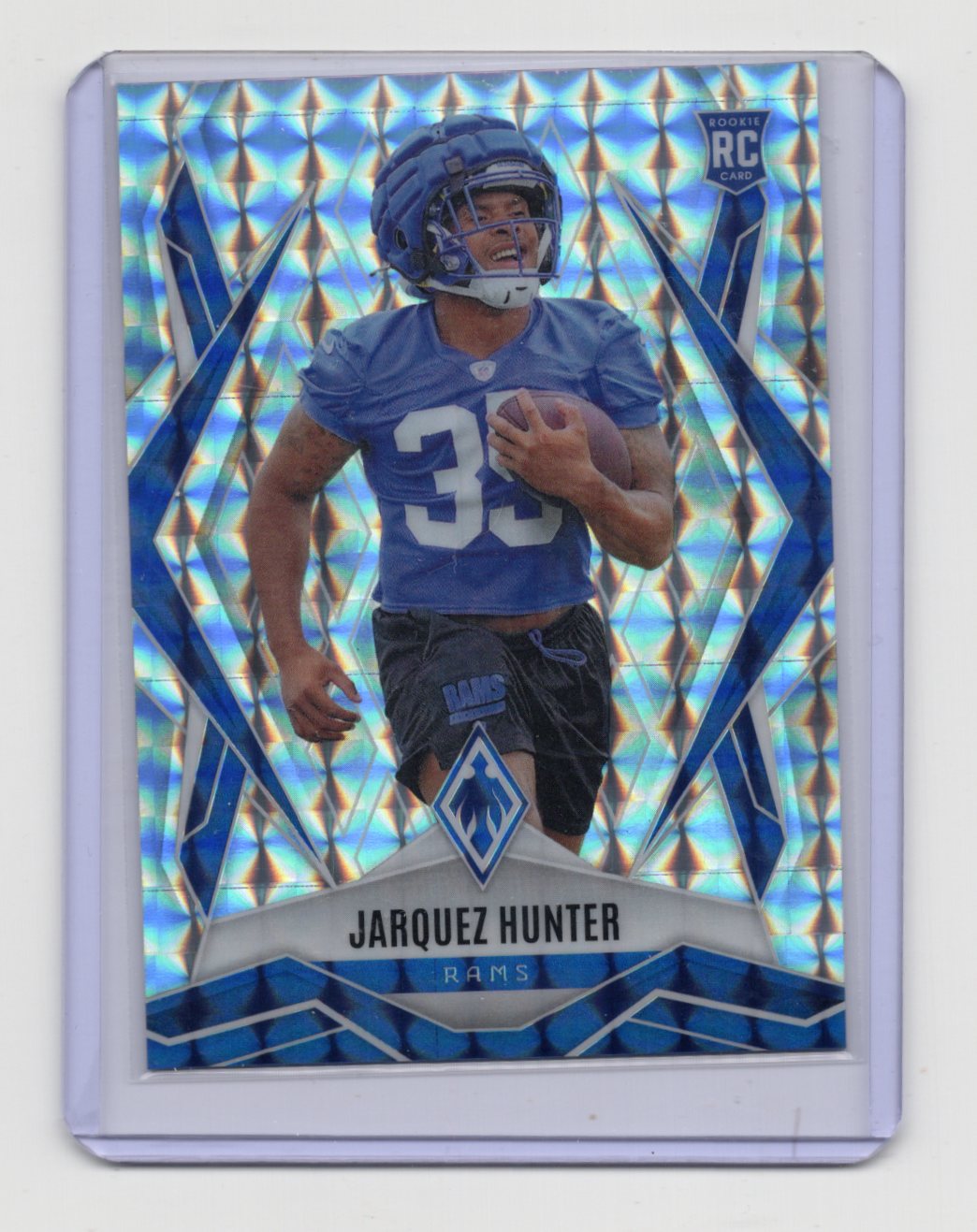 2025 Panini Phoenix Jarquez Hunter Silver Pyramids Prizm RC #232 Rookie Rams