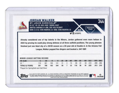 2023 Topps Jordan Walker Card RC St. Louis Cardinals #344