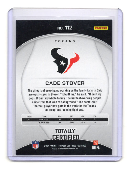2024 Panini Totally Certified Cade Stover Card RC Houston Texans #112