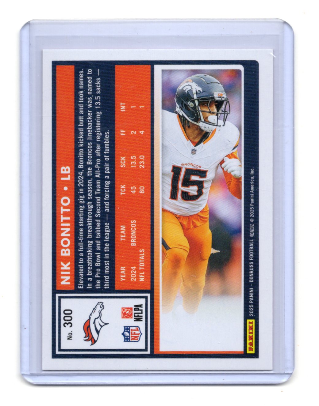 2025 Donruss Nik Bonitto Card Press Proofs Red Denver Broncos #300