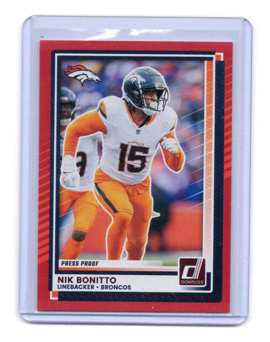 2025 Donruss Nik Bonitto Card Press Proofs Red Denver Broncos #300