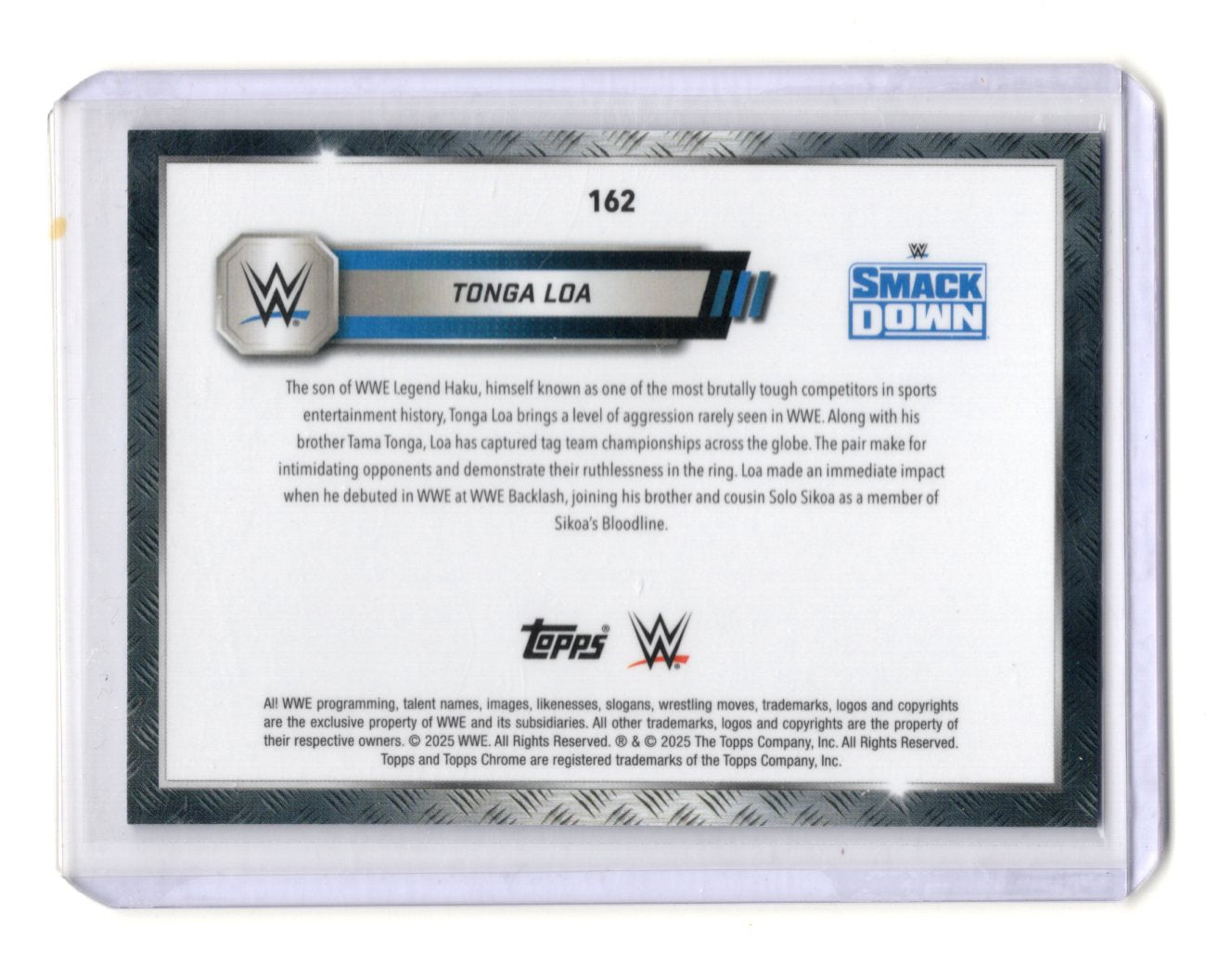 2025 Topps Chrome Sapphire Edition WWE Tonga Loa Card no team #162