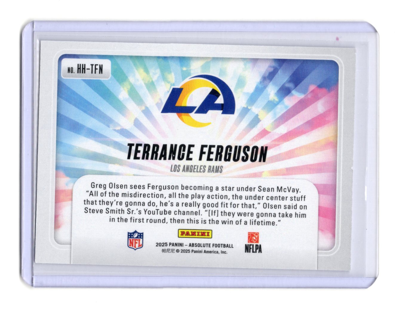 2025 Panini Absolute Terrance Ferguson Card Hog Heaven Los Angeles Rams #HH-TFN