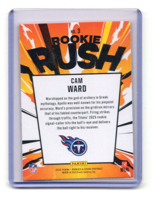 2025 Panini Rookies & Stars Cam Ward Card Rookie Rush Tennessee Titans #3