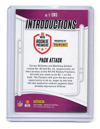 2025 Absolute Introductions Pack Attack Savion Williams Matthew Golden RC #I-SWS