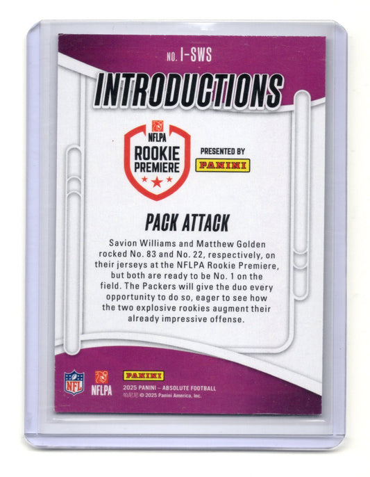 2025 Absolute Introductions Pack Attack Savion Williams Matthew Golden RC #I-SWS