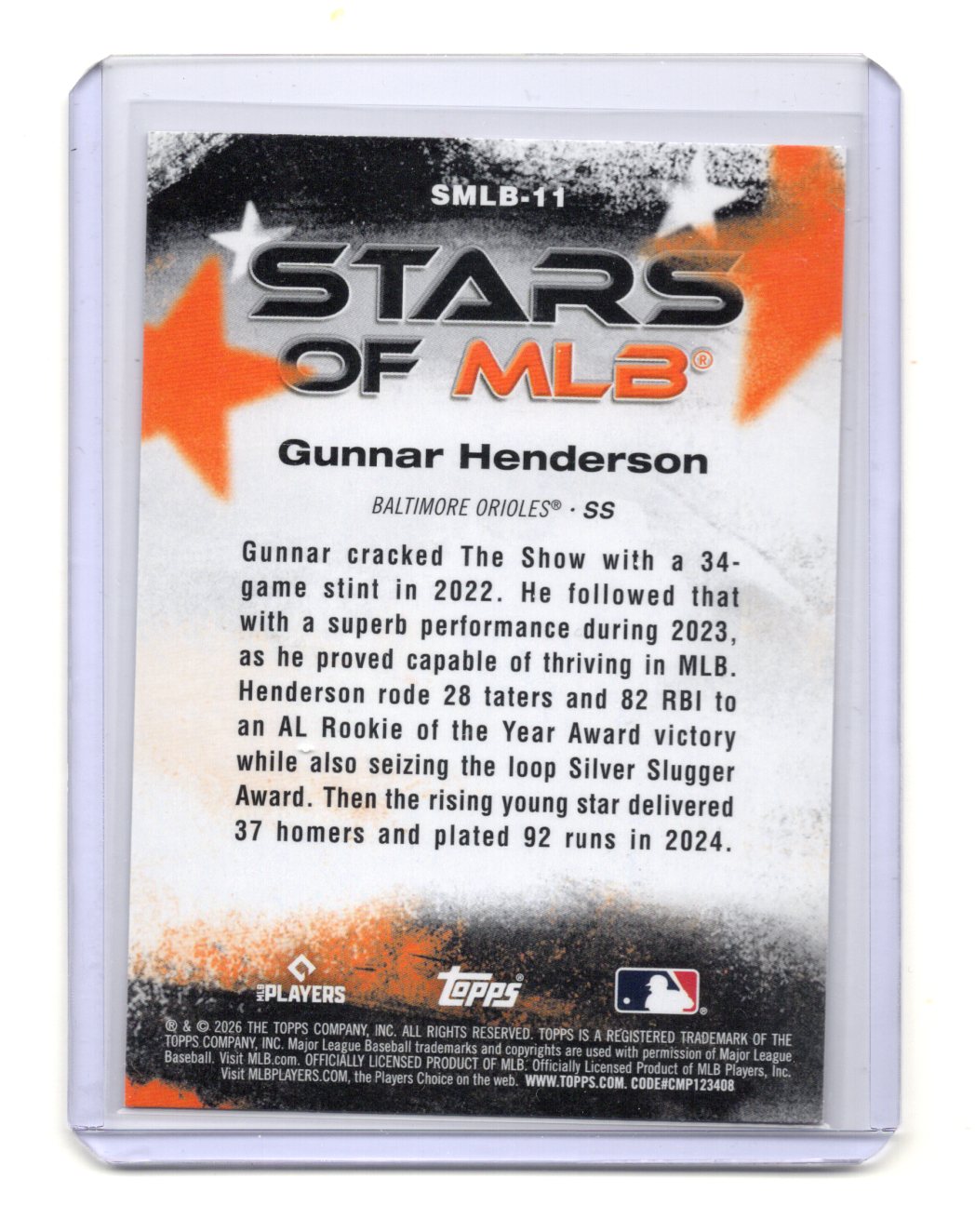 2026 Topps Gunnar Henderson Card Stars of MLB Baltimore Orioles #SMLB-11
