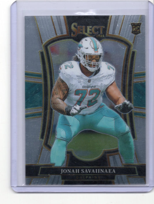2025 Panini Select Jonah Savaiinaea Card RC Miami Dolphins #183
