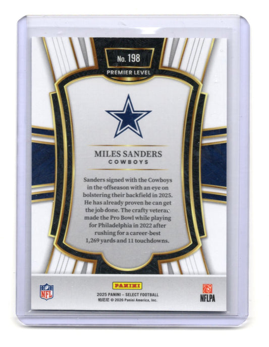 2025 Panini Select Miles Sanders Card Dallas Cowboys #198