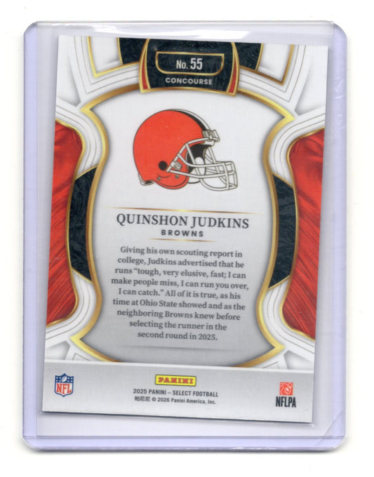 2025 Panini Select Quinshon Judkins Card Cleveland Browns #55