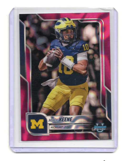 2025 Bowman University Chrome Mikey Keene Card Pink Lava Refractor Michigan