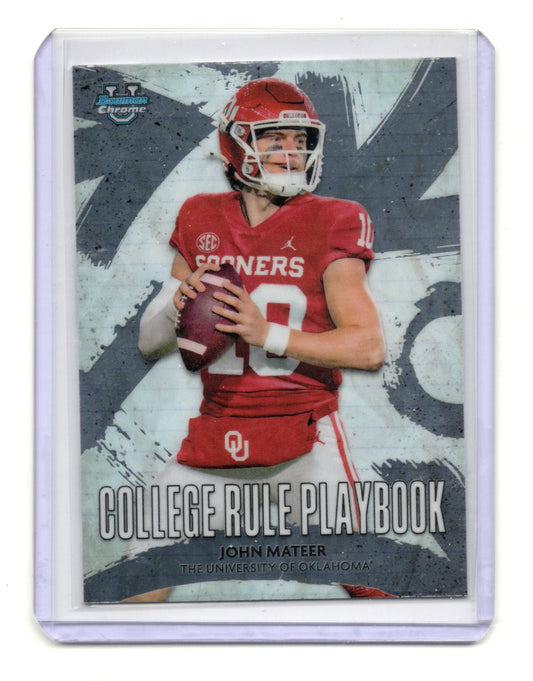 2025 Bowman Chrome University John Mateer College Rule Playbook Insert #CRP-14