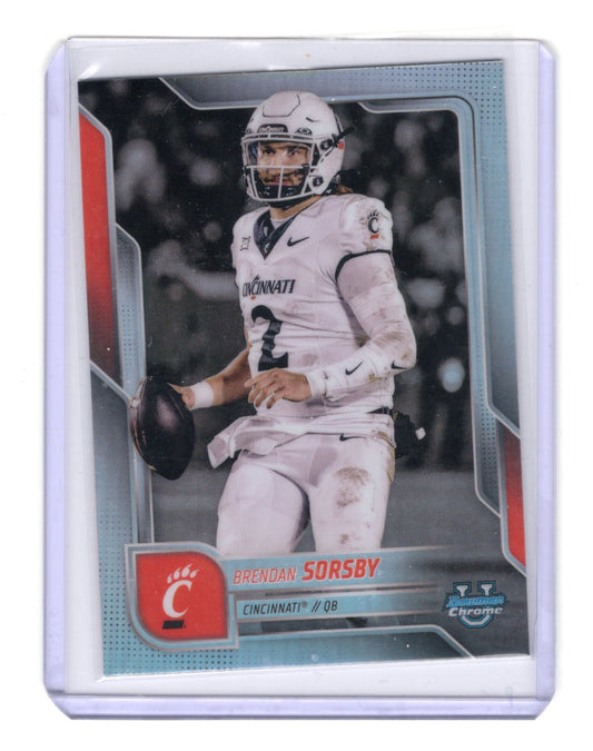 2025 Bowman Chrome University Brendan Sorsby Refractor #143 Cincinnati Bearcats