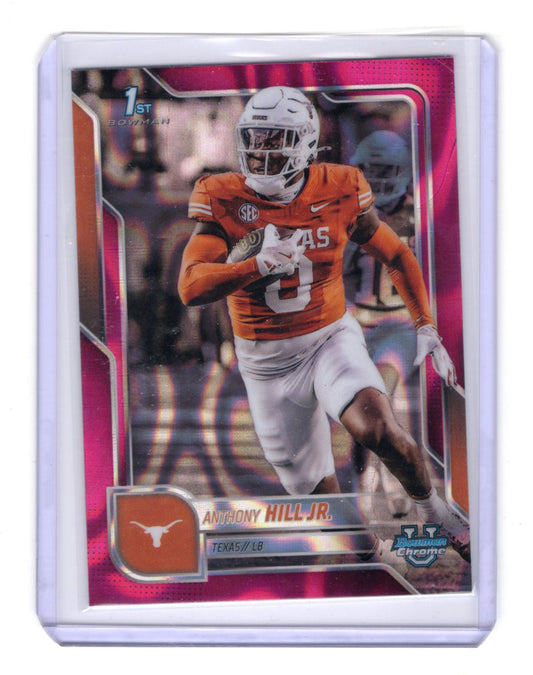 2025 Bowman University Chrome Anthony Hill Jr. Card Pink Lava Refractor Texas