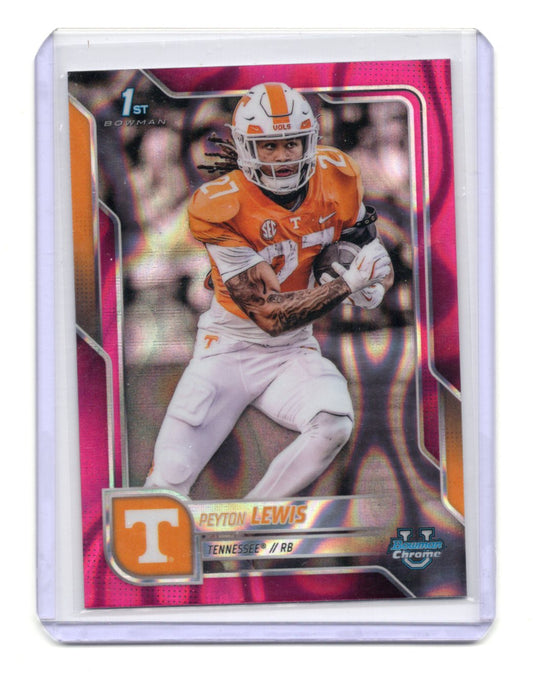 2025 Bowman University Chrome Peyton Lewis Card Pink Lava Refractor Tennessee
