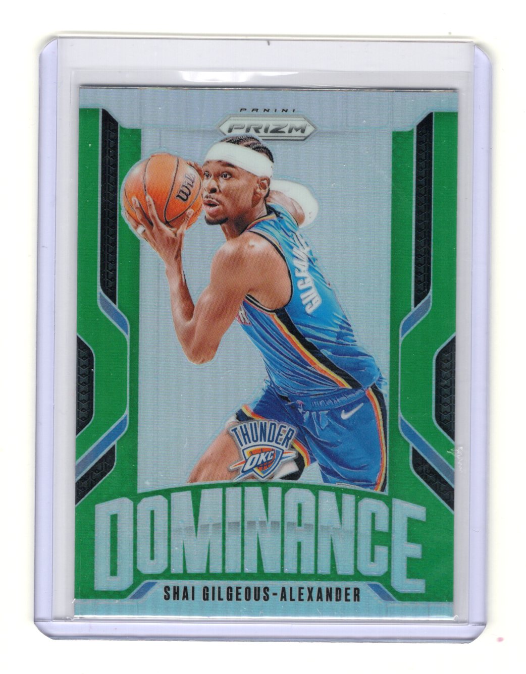 2024-25 Panini Prizm Shai Gilgeous-Alexander Card Dominance Prizms Green Thunder
