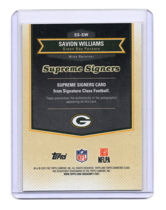 2025 Topps Signature Class Savion Williams Supreme Signers Auto /50 RC Packers
