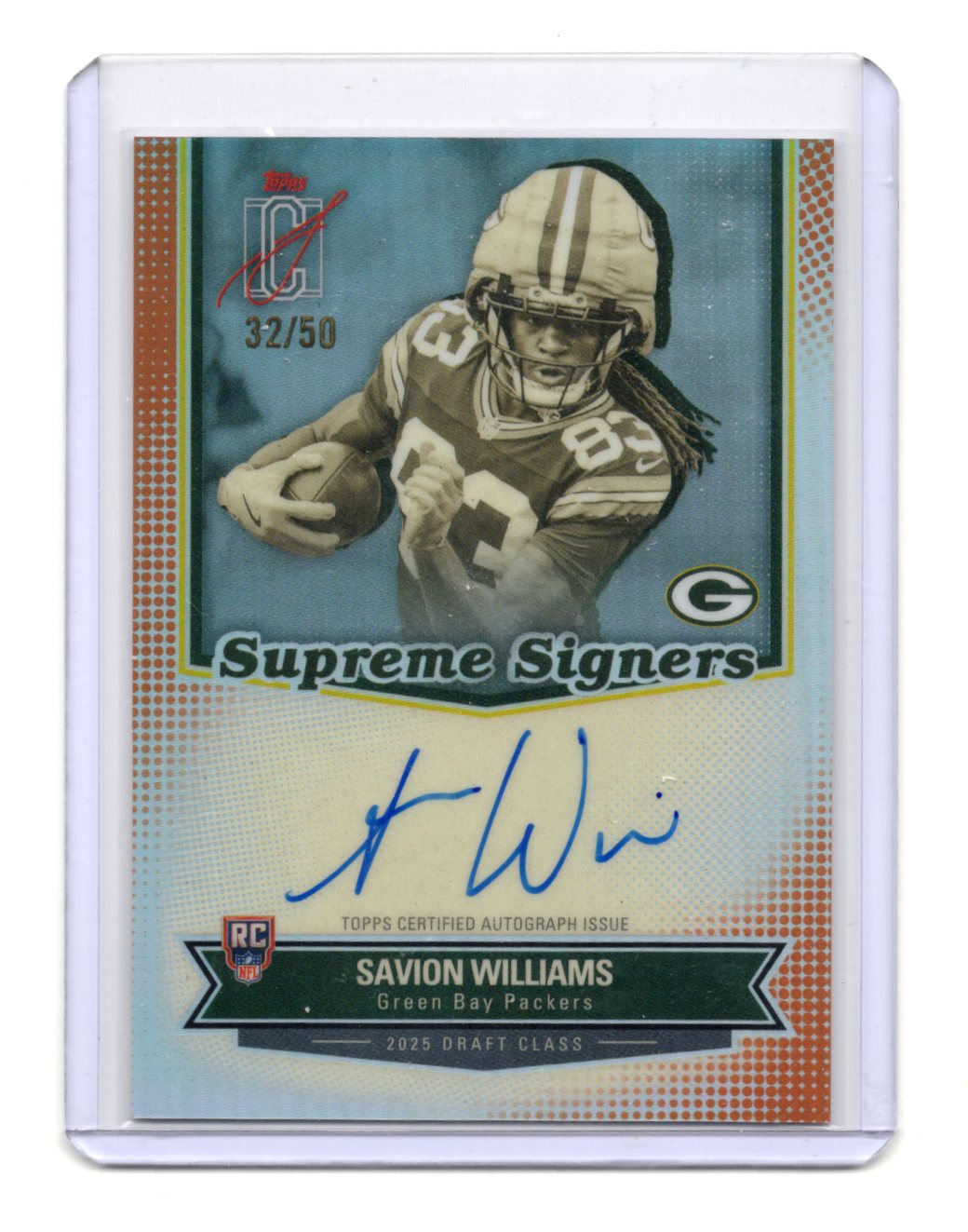 2025 Topps Signature Class Savion Williams Supreme Signers Auto /50 RC Packers