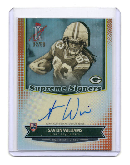 2025 Topps Signature Class Savion Williams Supreme Signers Auto /50 RC Packers