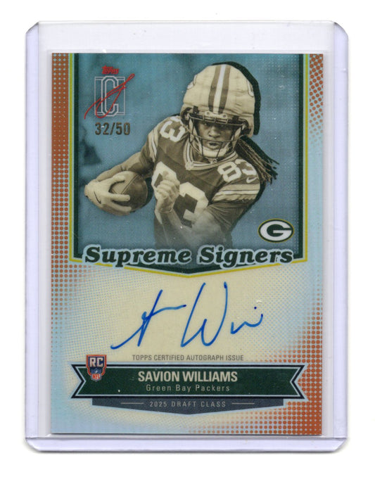 2025 Topps Signature Class Savion Williams Supreme Signers Auto /50 RC Packers