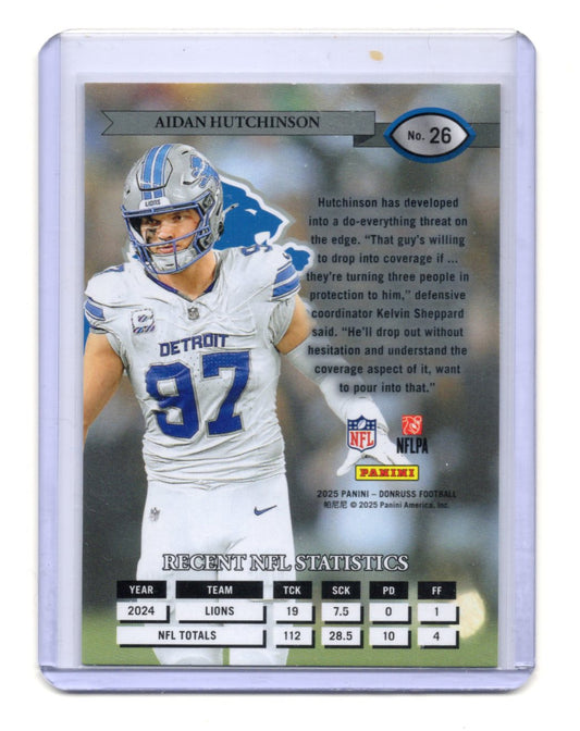 2025 Donruss Aidan Hutchinson Card Retro 1995 Detroit Lions #26