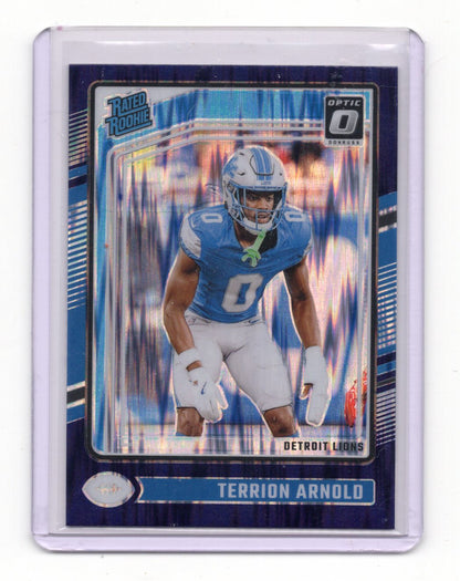 2024 Donruss Optic Terrion Arnold Card Purple Shock Detroit Lions #290