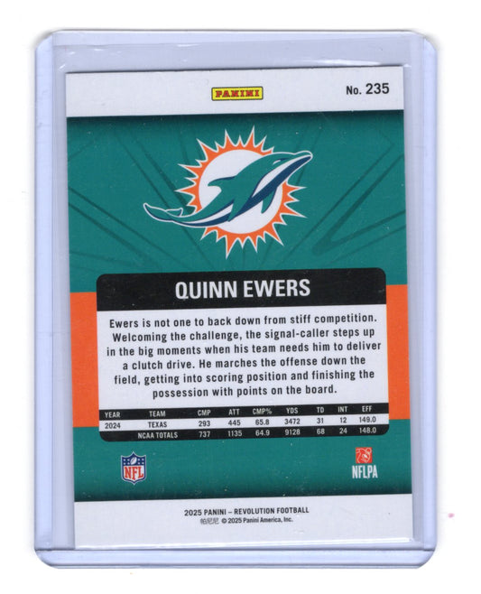 2025 Panini Revolution Quinn Ewers Card Red Storm Miami Dolphins #235