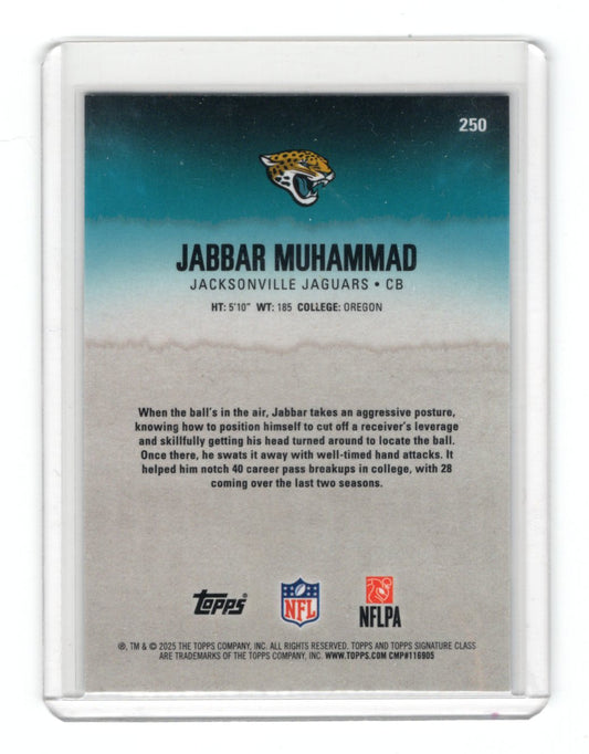 2025 Topps Signature Class Jabbar Muhammad Purple Refractor /100 #250 RC Jaguars