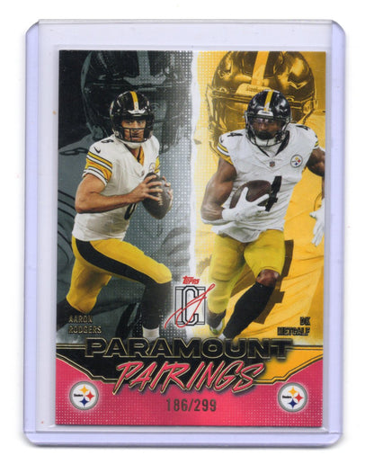 2025 Topps Signature Class Aaron Rodgers DK Metcalf Paramount Pairings /299