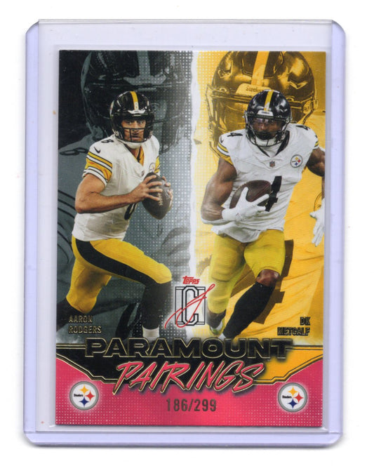 2025 Topps Signature Class Aaron Rodgers DK Metcalf Paramount Pairings /299
