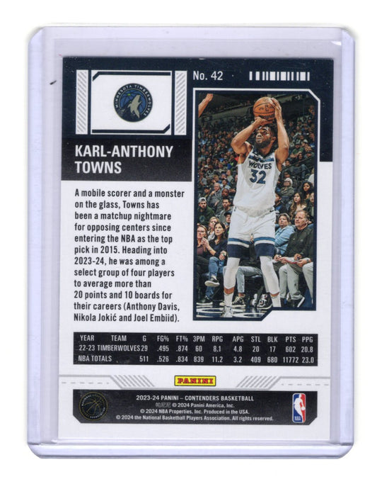 2023-24 Panini Contenders Karl-Anthony Towns Card Season Ticket Minnesota
