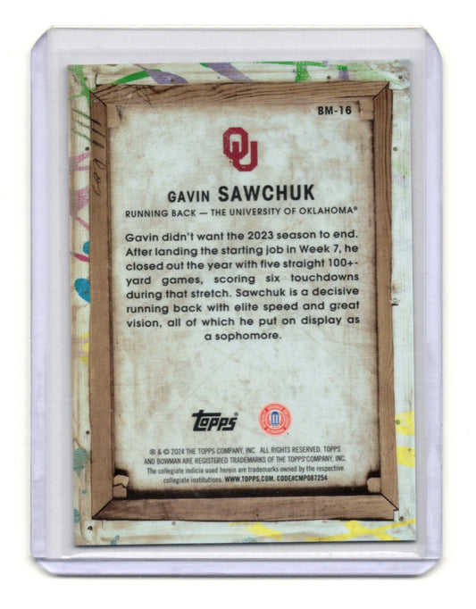 2024 Bowman University Best Gavin Sawchuk Card Bowman Masterpieces Sooners