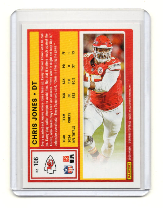2025 Donruss Chris Jones Card Press Proofs Red Kansas City Chiefs #106