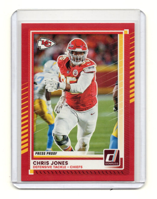 2025 Donruss Chris Jones Card Press Proofs Red Kansas City Chiefs #106