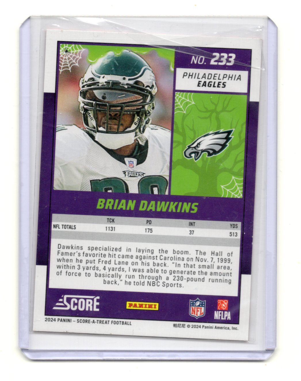 BRIAN DAWKINS #233 2024 PANINI SCORE-A-TREAT EAGLES ORANGE PUMPKINS