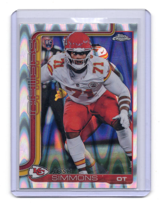 2025 Topps Chrome Josh Simmons Card Ray Wave Refractor Rookie  Chiefs #304