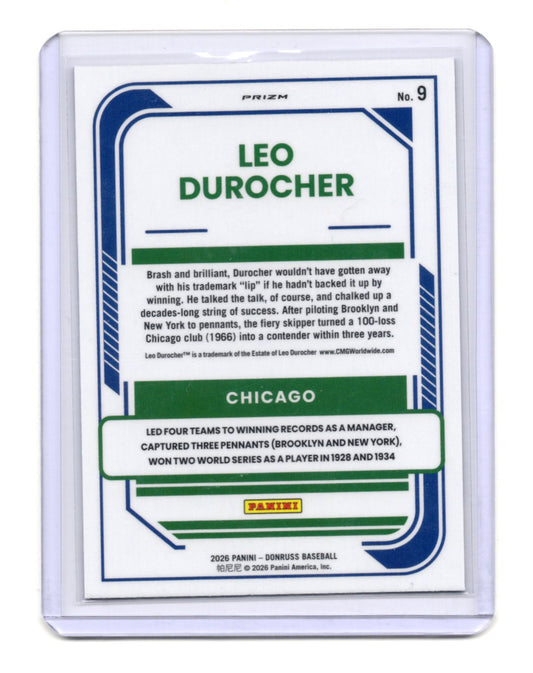2026 Donruss Leo Durocher Card Optic Blue Velocity Chicago Cubs #9
