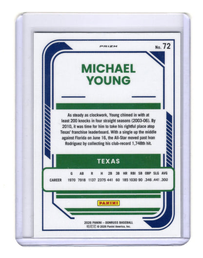 2026 Donruss Michael Young Card Optic Circles Texas Rangers #72