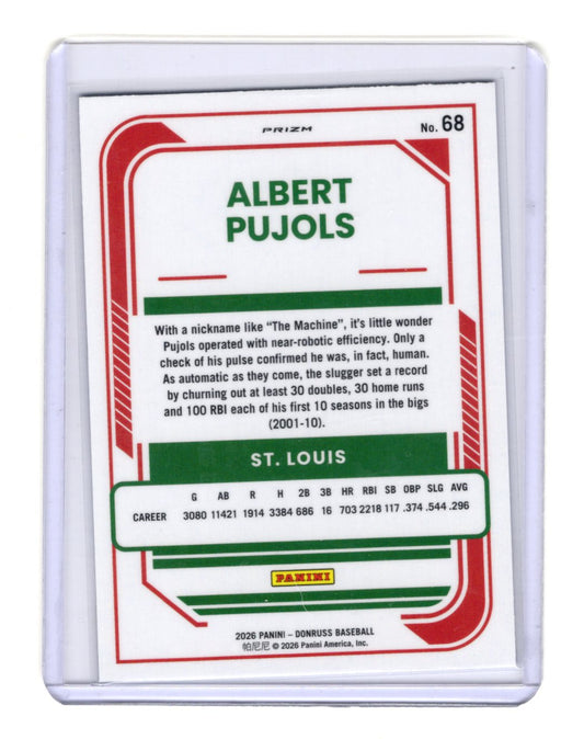 2026 Donruss Albert Pujols Card Optic Blue Velocity St. Louis Cardinals #68