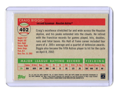 2025 Topps Chrome Platinum Craig Biggio #402 Blue Prism Refractor Astros HOF