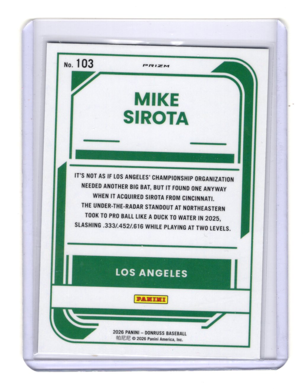 2026 Donruss Mike Sirota Card Optic Circles Los Angeles Dodgers #103