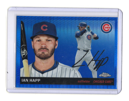 2025 Topps Chrome Platinum Ian Happ #80 Blue Prism Refractor Chicago Cubs