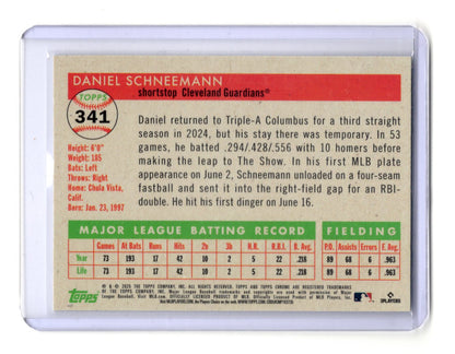 2025 Topps Chrome Platinum Daniel Schneemann RC Blue Prism Refractor #341